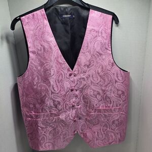 HISDERN Pink Paisley Men's Vest